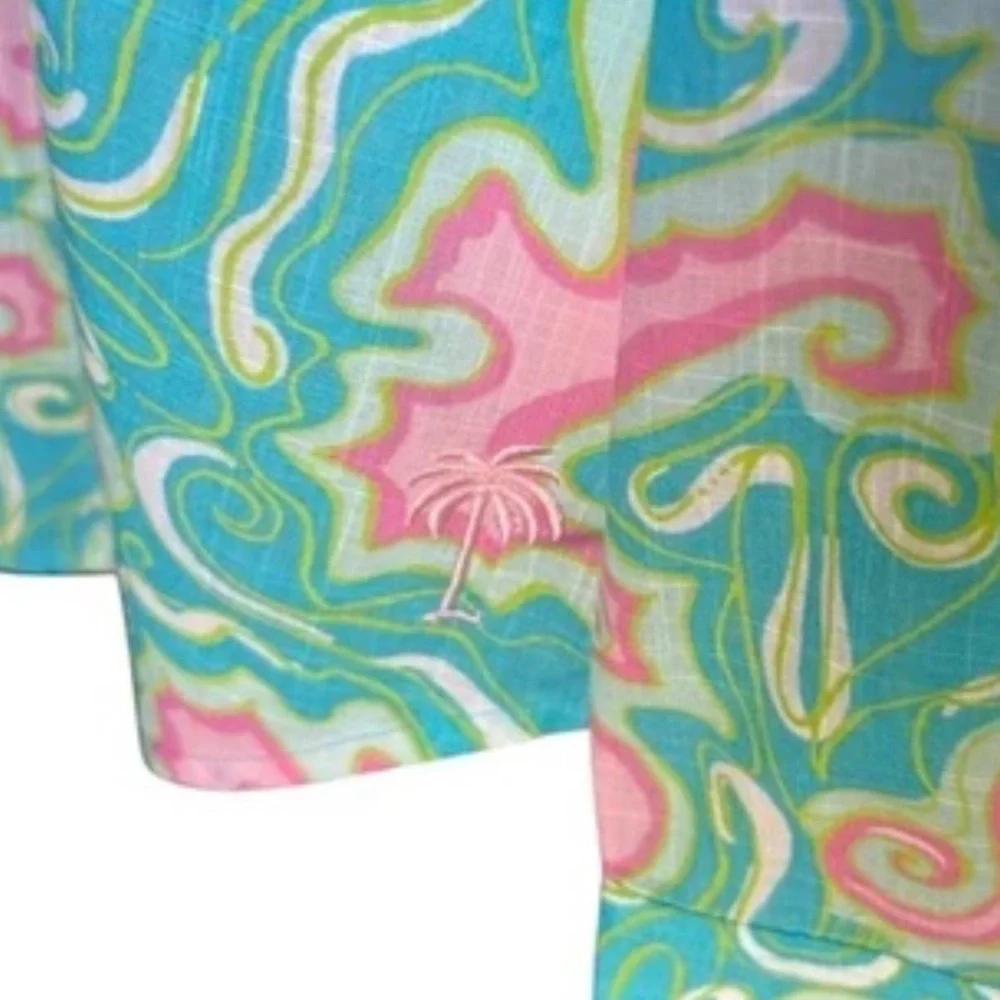 Lilly Pulitzer Resort fit button down 100% Cotton Seahorse Preppy Pink Green M